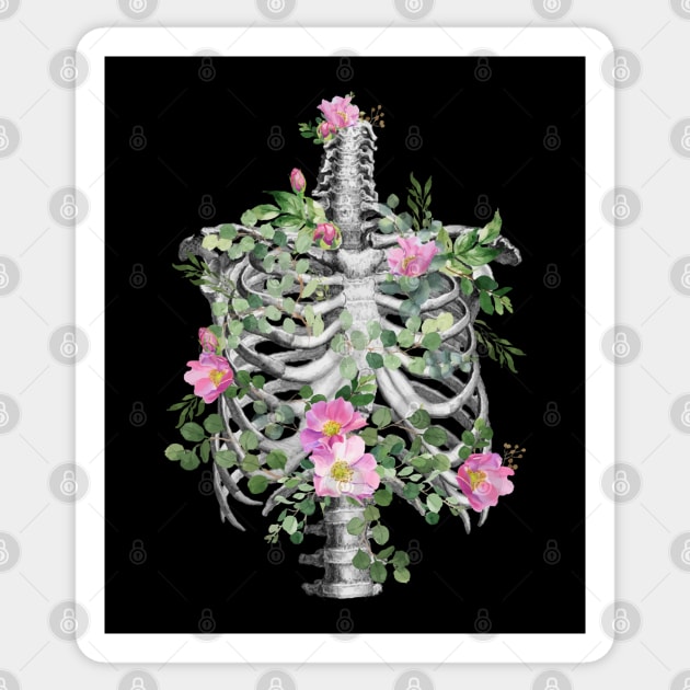 Rib Cage Floral 5 Sticker by Collagedream